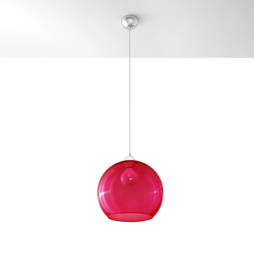 Lampa wisząca kula BALL czerwona szklana nowoczesna do salonu, kuchni, nad wyspę