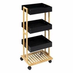 Natureo drewniany wózek do łazienki na kółkach pojemny 3 półki nowoczesny 5five