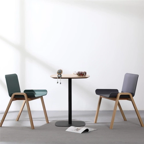 Stół okrągły do jadalni Mizo 60 cm fornir dębowy czarna noga nowoczesny Intesi