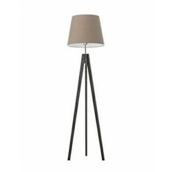 Lampa stojąca do salonu Aruba Lysne drewniana trójnóg z beżowym abażurem glamour 149 cm