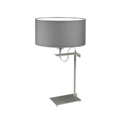 Lampka nocna do sypialni Alaska nowoczesna srebrna z abażurem LYSNE 55 cm