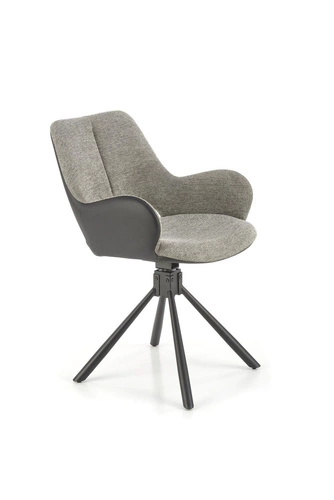 Krzesło obrotowe Odette szare tapicerowane do biura i gabinetu nowoczesne z podłokietnikami Intesi