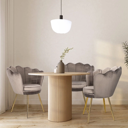 Krzesło tapicerowane welurowe Florencja Intesi beżowe glamour z podłokietnikami do jadalni