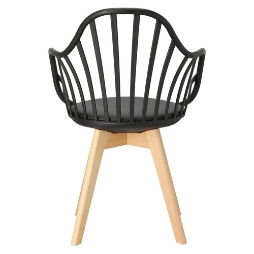 Krzesło do jadalni Sirena Intesi czarne z podłokietnikami, skandynawskie, łatwe czyszczenie