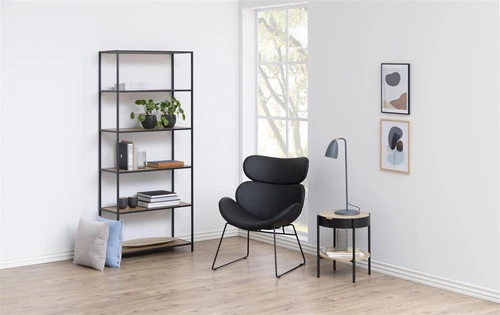 Fotel wypoczynkowy Cazar czarny skóra ekologiczna na płozach loftowy do salonu Actona