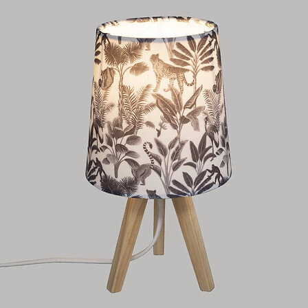 Lampka nocna boho z abażurem Jungle Atmosphera do pokoju dziecięcego biała drewniana 24 cm