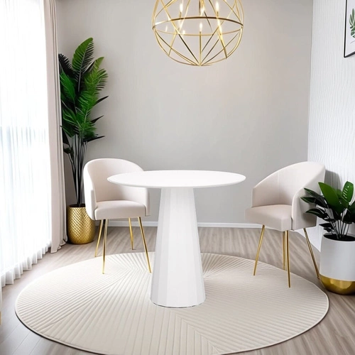 Stół okrągły Florero 80 cm biały nowoczesny na jednej nodze do jadalni i salonu Intesi