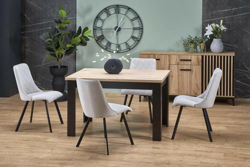 Stół rozkładany do jadalni Carsten dąb artisan czarne nogi nowoczesny 80/120-160 cm Intesi