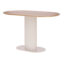 Stół do jadalni Maxim Intesi nowoczesny owalny fornir dąb biały na jednej nodze 120x70 cm