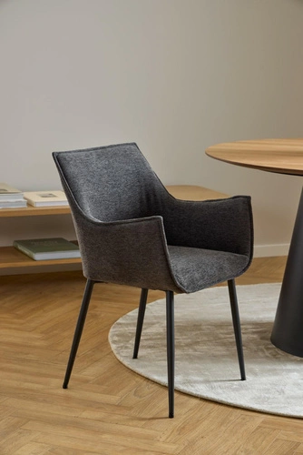 Krzesło tapicerowane Bonita szare z podłokietnikami do jadalni nowoczesne Actona