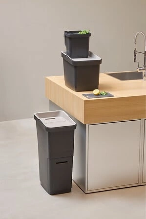 Kosz do segregacji śmieci 36L Slow czarny szary plastikowy do kuchni i biura 5five