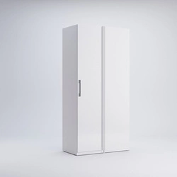 Szafa narożna Flory biała połysk nowoczesna przesuwna z półkami do sypialni