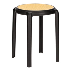 Stołek Zula czarny Intesi do kuchni i na balkon, boho, plastikowy, łatwe czyszczenie, sztaplowany