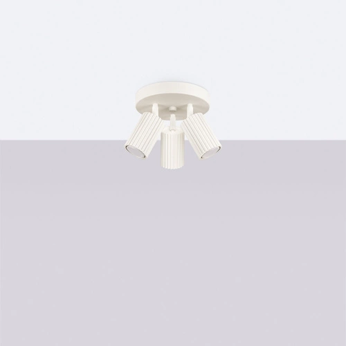 Plafon sufitowy KARBON 3P beżowy nowoczesny aluminium do salonu i sypialni z ruchomym kloszem