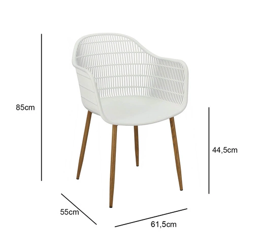 Krzesło ogrodowe Becker białe z tworzywa sztucznego Intesi z podłokietnikami w stylu boho