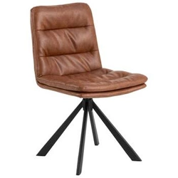 Krzesło tapicerowane obrotowe Dean Actona do jadalni brązowe ekoskóra loft na czarnych nogach