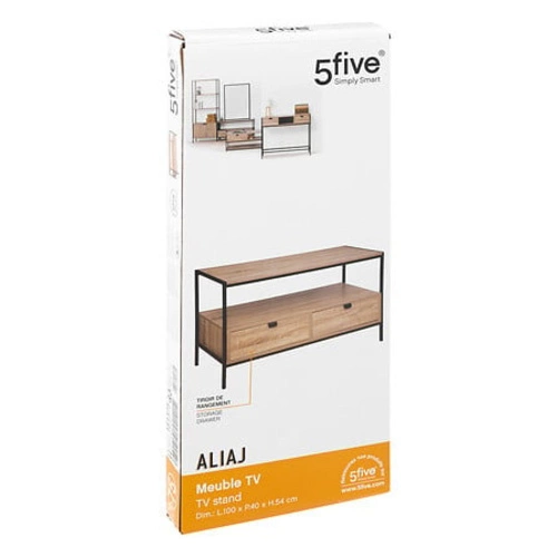 Szafka RTV Aliaj nowoczesna loftowa czarna z szufladami 100 cm do salonu 5five simply smart