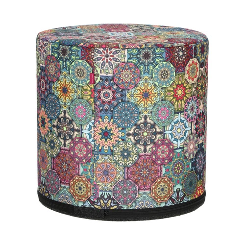 Pufa okrągła Valencia Intesi kolorowa do salonu i sypialni nowoczesna tapicerowana 40 cm