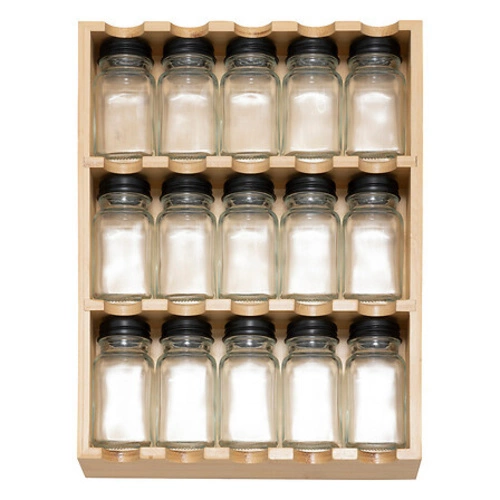 Stojak na przyprawy z pojemniczkami bambus