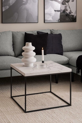 Stolik kawowy Barossa 60x60 cm kwadratowy biały marmur nowoczesny do salonu Actona