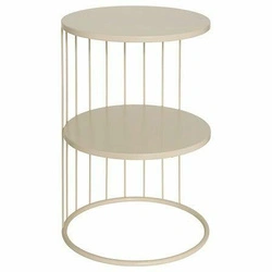Stolik kawowy Kobu okrągły beżowy metalowy nowoczesny pomocniczy