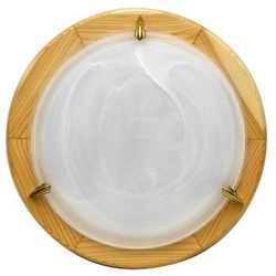 Plafon sufitowy Duna okrągły szklany biały sosna 40 cm do salonu, kuchni i sypialni