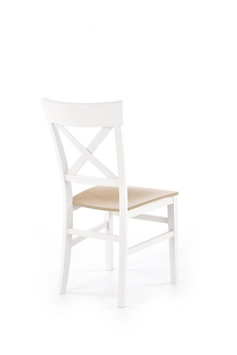 Krzesło drewniane Tutti Intesi białe dąb do jadalni vintage rustykalne z oparciem