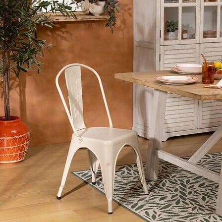 Krzesło metalowe Paris Edge Atmosphera loftowe kremowe do jadalni i kuchni sztaplowane