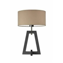 Lampka nocna do sypialni beżowa z abażurem Clio LYSNE nowoczesna drewniana glamour 47 cm