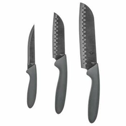 Zestaw 3 noży kuchennych Santoku 5five simply smart stal nierdzewna szary nowoczesny