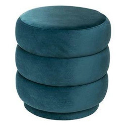 Pufa Sinan okrągła tapicerowana morska do salonu i przedpokoju nowoczesna Atmosphera 40 cm
