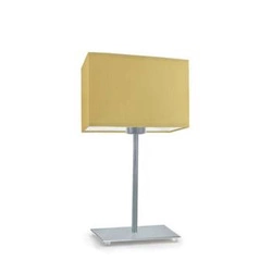 Lampka nocna AMALFI nowoczesna z abażurem żółtym i srebrnym stelażem do sypialni 40 cm