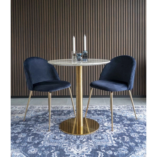 Krzesło tapicerowane Geneve Intesi granatowe welurowe do jadalni na złotych nogach glamour