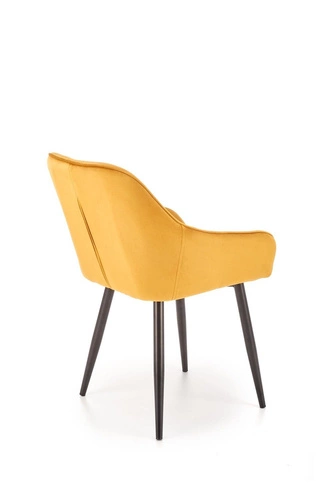 Krzesło do jadalni Marion musztardowe tapicerowane welur z podłokietnikami nowoczesne Intesi