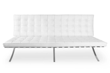 Sofa BA2 2 osobowa, biała ekoskóra inspirowana Barcelona