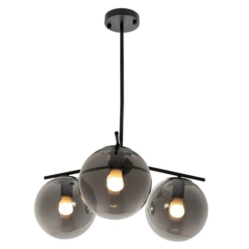 Lampa wisząca kula VENUS-3 szklana szara 60 cm regulowana do salonu i jadalni