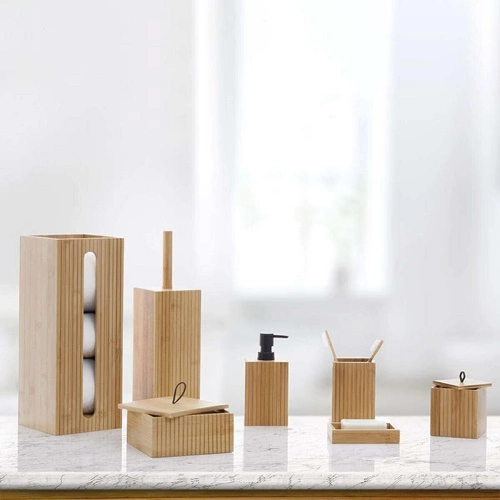 Dozownik do mydła bambusowy Terre Inconnue 280 ml nowoczesny do łazienki 5five