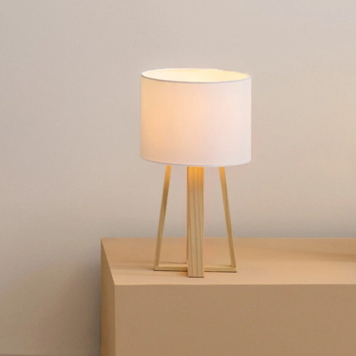 Lampka nocna do sypialni Molu Atmosphera nowoczesna drewniana z białym abażurem 34,5 cm