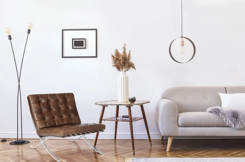 Fotel wypoczynkowy BA1 inspirowany Barcelona skórzany brązowy do salonu nowoczesny retro