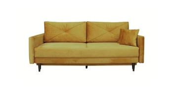 Sofa rozkładana Saxo skandynawska żółta z pojemnikiem na pościel do salonu