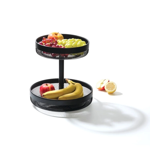 Kosz na owoce Mayaj 2-poziomowy czarny
