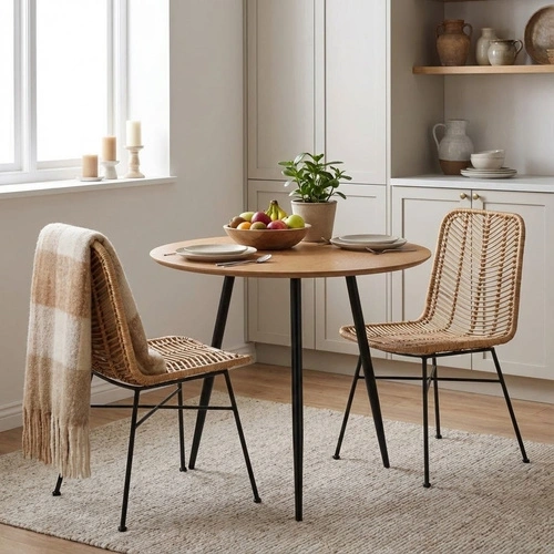 Zestaw 6 krzeseł Surabaya naturalne/czarne nogi