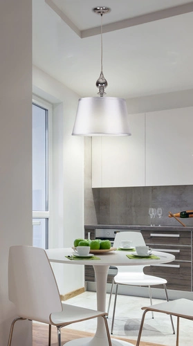 Lampa wisząca Prima chromowy 1x60W E27 abażur srebrny