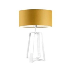 Lampka nocna do sypialni Thor nowoczesna żółta z abażurem na biały stelaż LYSNE 61 cm