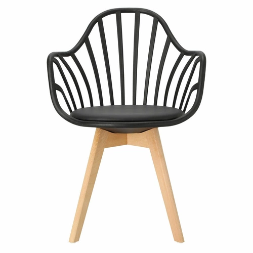 Krzesło do jadalni Sirena Intesi czarne z podłokietnikami, skandynawskie, łatwe czyszczenie