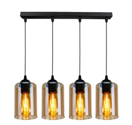 Lampa wisząca Bistro czarny 4x40W E27 klosz brązowy