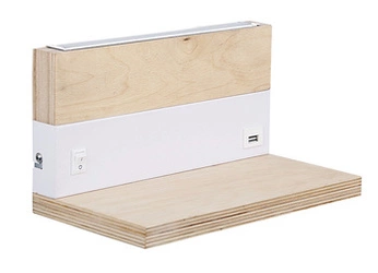 Kinkiet Anet lampa drewniany+biały z półką 2x4W LED 4000K