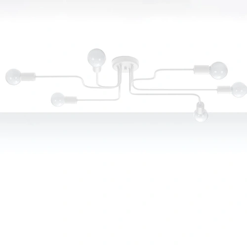 Żyrandol loftowy VECTOR 6 biały do salonu i jadalni metalowy 6-punktowy SOLLUX LIGHTING