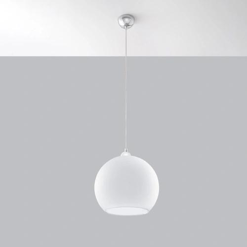 Lampa wisząca kula BALL biała szklana nowoczesna do salonu, kuchni lub nad wyspę
