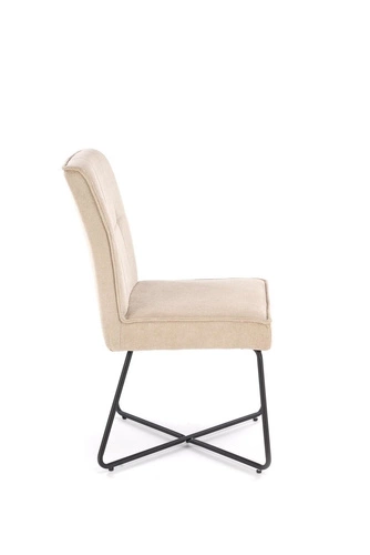 Krzesło tapicerowane Omara beżowe do jadalni nowoczesne loftowe na płozach Intesi